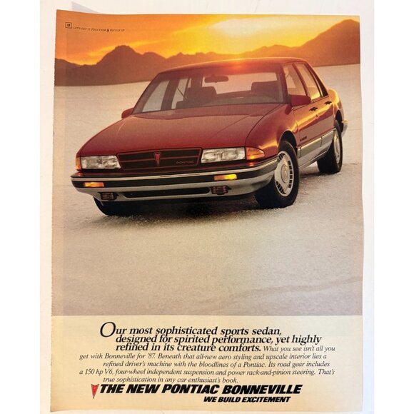 Other - Vintage 1986 Pontiac Bonneville in Sunset Automobile Car Advertisement Print Ad